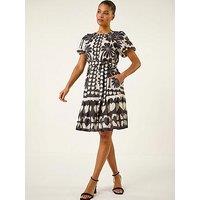 Roman Floral Heart Pleated Dress