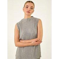 Roman Dusk High Neck Pleated Knit Top