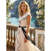 Roman Frill Contrast Tipped Midi Dress