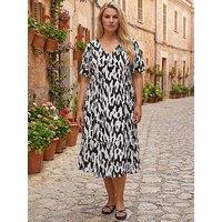 Roman Curve Spot Print Midi Dress