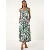 Roman Abstract Print Sleeveless Midi Dress