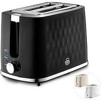 Swan Hexton 2 Slice Toaster, Removable Crumb Tray, Black