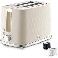 Swan Hexton 2 Slice Toaster, Removable Crumb Tray, Cream