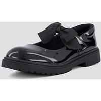 The Very Collection Older Girls Chloe Mary Jane Bow Patent School Shoes - Black