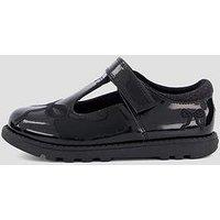 The Very Collection Toezone Younger Girls Charlotte Embroidered Bow T-Bar Patent School Shoe - Black