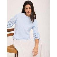 Mint Velvet Embroidered Long Sleeve Sweatshirt - Blue