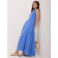 Mint Velvet Blue Woven Mix Knit Dress