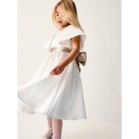 Monsoon Girls Angelica Satin Duchess Dress - Light Cream