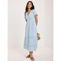 Mint Velvet Blue Cotton Gauze Midi Dress
