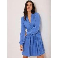 Mint Velvet Blue Cotton Gauze Mini Dress