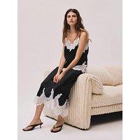 Mint Velvet Lace Satin Skirt - Black