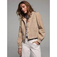 Mint Velvet Suede Puff Sleeve Jacket - Brown