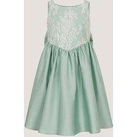 Monsoon Girls Juno Duchess Twill Lace Dress - Light Green