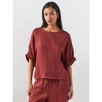 Mango Three-Quarter Sleeve Blouse - Red