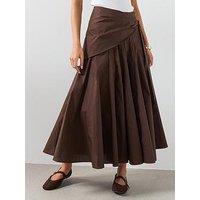 Mango A-Line Skirt With Handkerchief Detail - Brown
