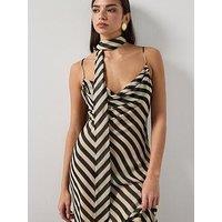 Mango Printed Slip Dress With Foulard - Black