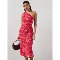 Mango Asymmetrical Floral-Print Dress - Red