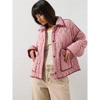 Mango Contrast Piping Quilted Jacket - Pink