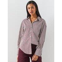 Mango Striped Cotton Shirt - Brown
