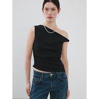 Mango Asymmetrical Fitted Top - Black