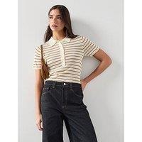 Mango Knitted Polo-Neck Sweater - Cream