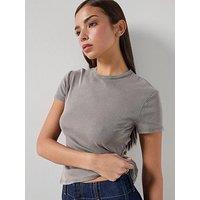 Mango Cotton T-Shirt With Seams - Grey