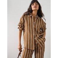 Mango Striped Shirt - Brown