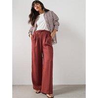 Mango High-Waist Palazzo Trousers - Red