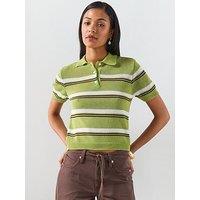 Mango Knitted Polo-Neck T-Shirt - Green
