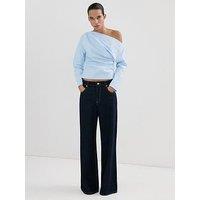 Mango Cotton Blouse With Asymmetrical Collar - Blue