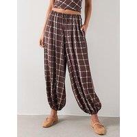 Mango Mid-Rise Harem Pants - Burgundy