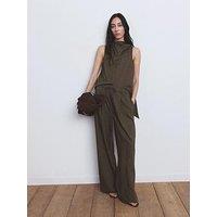 Mango Straight Striped Trousers - Brown