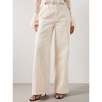 Mango Wide Leg Mid-Rise Jeans - White