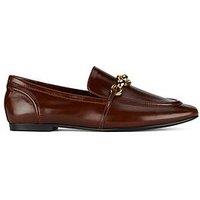 Jeffrey Campbell Women'S Square Toe Leather Loafer Flats With Hardware Detail - Brown