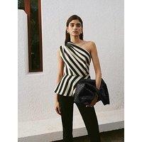 Mango Striped Asymmetrical Top - Ecru
