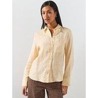 Mango Pocket Linen Shirt - Yellow