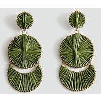 Mango Long Earrings With Circular Design - Green