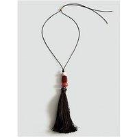 Mango Fringed Bead Necklace - Brown