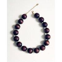 Mango Wooden Ball Necklace - Brown