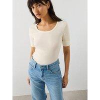 Mango Short-Sleeved Fitted T-Shirt - White