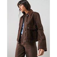 Mango Denim Parka With Contrasting Collar - Brown