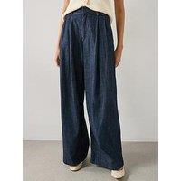 Mango Wide Leg Denim Trousers With Belt Loops - Blue