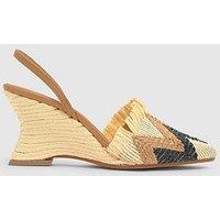 Castaner Zig Zag Raffia Low Wedge - Beige