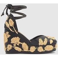 Castaner Floral Embrodiery Wedge - Black