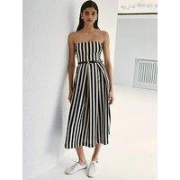 Mango Belt Striped Dress - Black