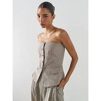 Mango Bandeau Co-Ord Top With Buttons - Pastel Grey