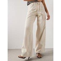Mango Wide-Leg Jeans With Drawstring - Cream - Brown