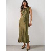 Mango Fitted Satin Dress - Green