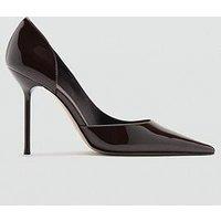 Mango Asymmetrical Patent Leather Court Shoes - Burgundy
