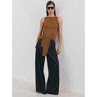 Mango Fine-Knit Top - Brown